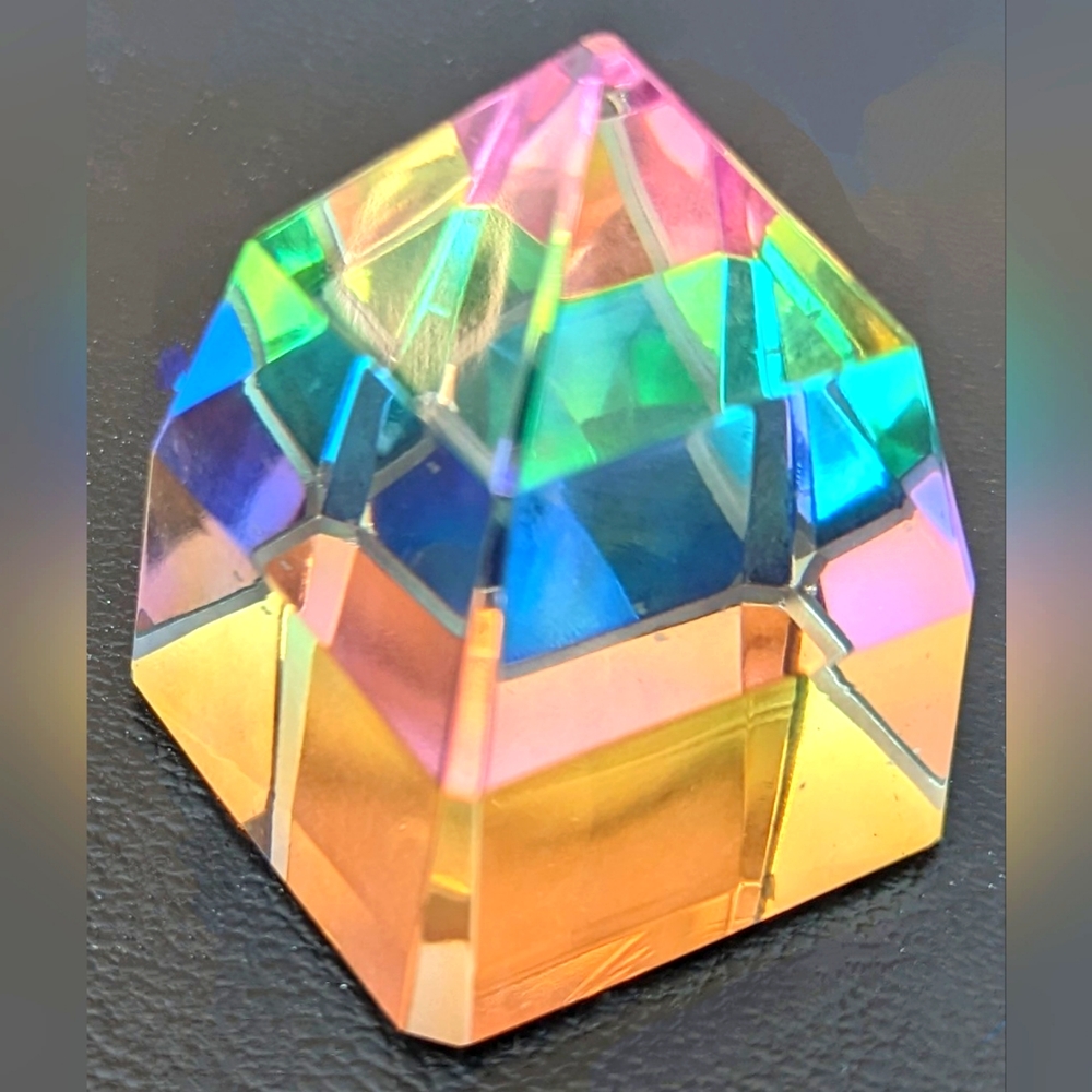 West German Crystal Pyramid Prism Paperweight